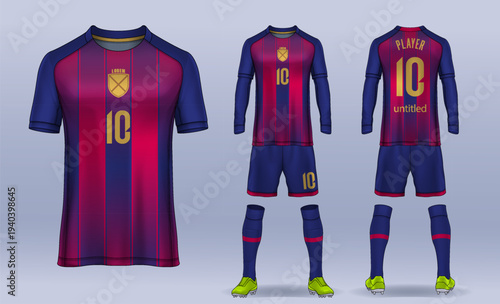 t-shirt sport design template, Soccer jersey mockup for football club. uniform front and back view.	