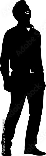 Happy man looking up and laughing silhouette