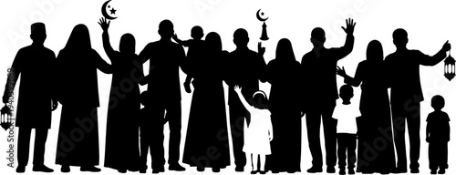 Large group of muslim people celebrating together