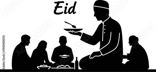 Muslim family sharing a meal during eid celebration