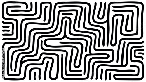Black Abstract Maze Line Pattern Minimal Geometric Background