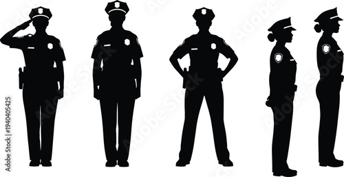 Mega Vector Silhouette Collection Featuring Business Professionals Shaking Hands Police Officers Saluting and Diverse People Sitting on Bar Stools and Floor