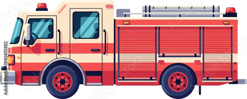 Emergency fire engine vehicle parked for response service