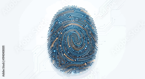 A spiral fingerprint vector design featuring a blue and white round coil pattern that resembles a security symbol or an incense swirl illustration