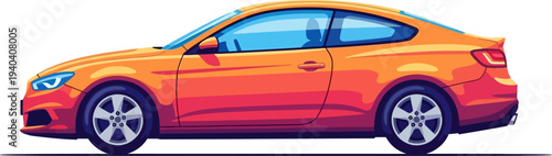 Vibrant orange sports coupe with elegant lines