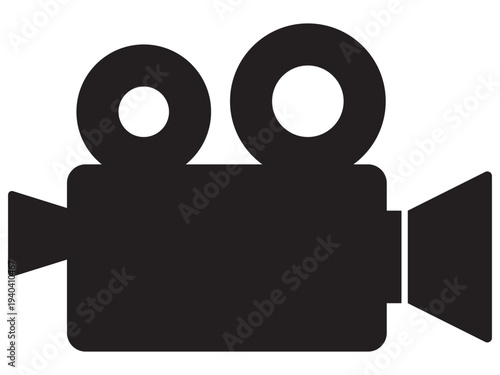 Rounded Retro Movie Camera Icon - Minimalist Video Production Vector Silhouette