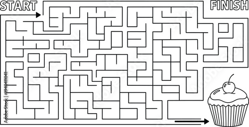 Cupcake maze colouring page for kids fun dessert themed labyrinth activity