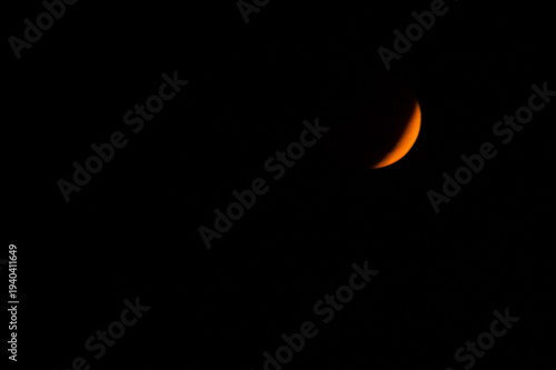 Lunar eclipse, crescent moon Isolated on black background