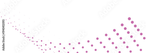 A vibrant pink halftone pattern of dots forming a dynamic wave shape on a simple background from a straightforward viewpoint as an illustration