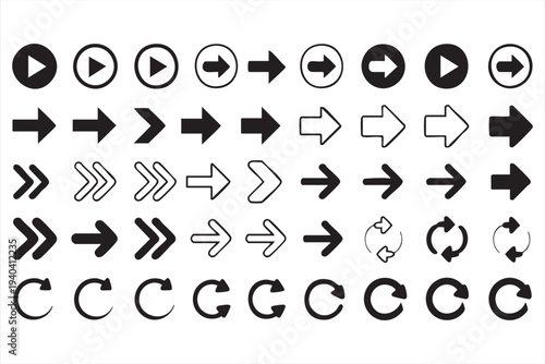 Directional arrow line icon pack for digital dashboards and user interface projects