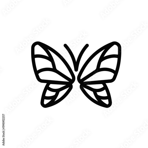 Minimalist Black Outline Butterfly Icon Vector Illustration