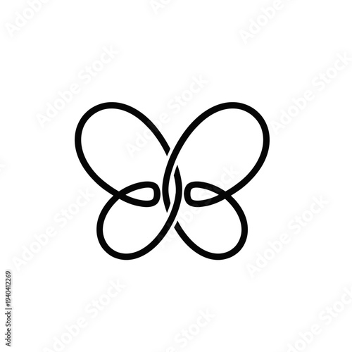 Minimalist Butterfly Knot Continuous Line Art Icon Design