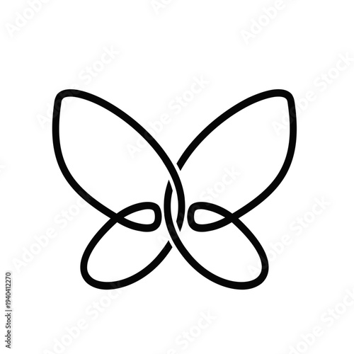 Minimalist Black Line Art Butterfly Logo with Intertwined Knot Design