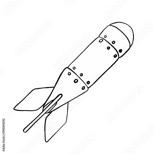 Line Illustration of missile bomb