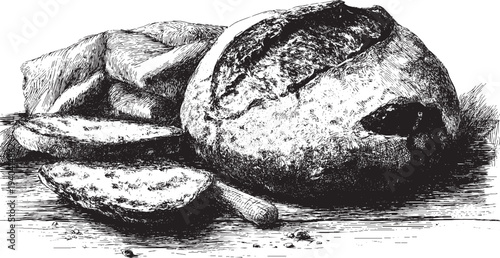 Sourdough bread illustration on a white background. This vector illustration can be used in any size you like for advertising, logos, and other work.