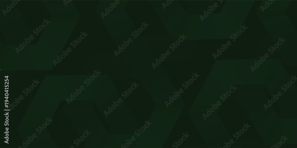 Obraz premium Abstract dark green background with glowing geometric lines. Modern shiny hexagon lines pattern. vector illustration