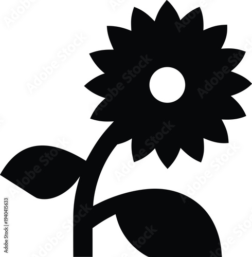 sunflower silhouette vector illustration on transparent background