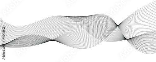  The thin wavy black line abstract background wave line horizontal divider outline minimalist background. Black curved wavy lines vector design . This design isolated on white background . Eps 10 