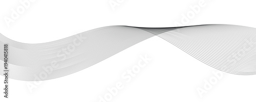Technology abstract lines on white background. Undulate grey wave swirl, frequency sound wave, twisted curve lines with blend effect. Abstract black lines wave curve motion. Vector illustration.