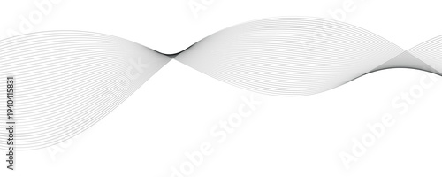 Technology abstract lines on white background. Undulate grey wave swirl, frequency sound wave, twisted curve lines with blend effect. Abstract black lines wave curve motion. Vector illustration.