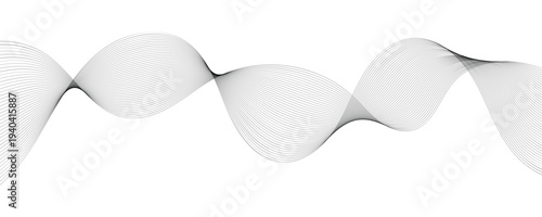Technology abstract lines on white background. Undulate grey wave swirl, frequency sound wave, twisted curve lines with blend effect. Abstract black lines wave curve motion. Vector illustration.