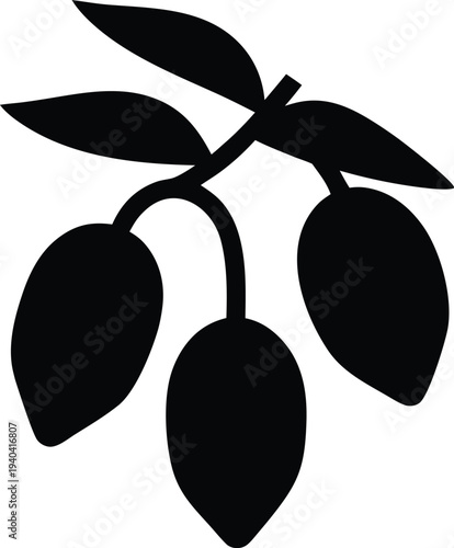 mango tree silhouette vector illustration on transparent background