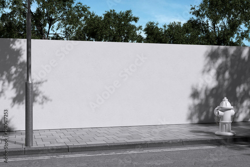 Vászonkép White roadside hoarding billboard with tree and sky background for mockup templa