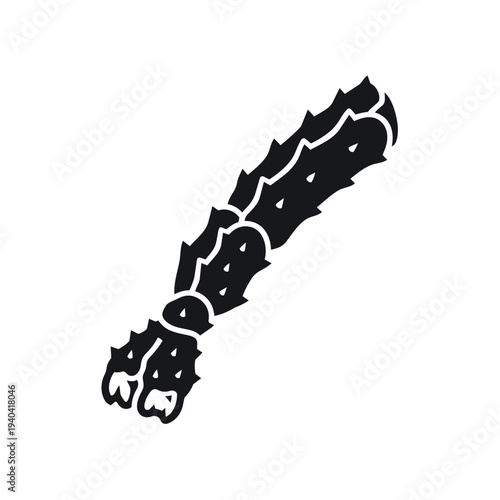 Black King Crab Leg Silhouette Vector - Spiky Alaskan Seafood Shellfish Icon