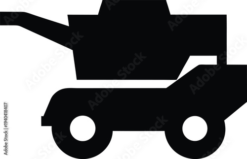 combine harvester silhouette vector illustration on transparent background