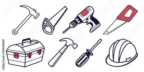 Set of construction and repair tools icons