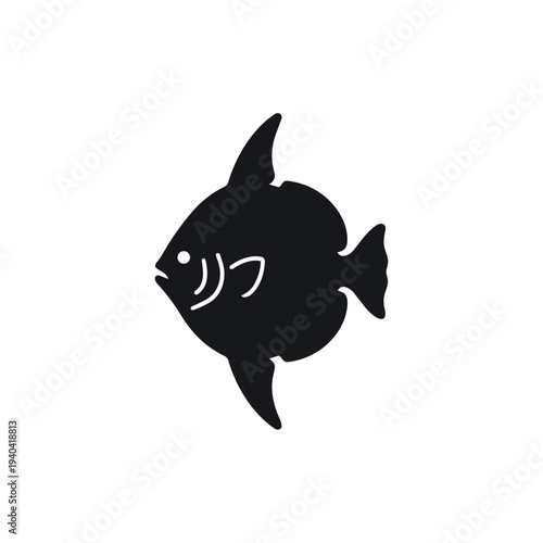 Black Moonfish Silhouette Vector - Opah or Lampris Guttatus Marine Life Icon