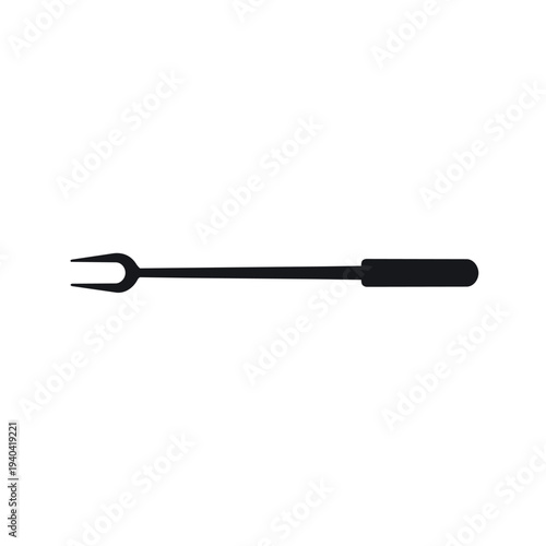 Black Long-Handled Seafood Fork Silhouette Vector - Lobster and Crab Meat Picker Icon