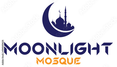 Crescent Moon With Mosque Silhouette Vector Illustration
