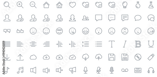 Minimalist Thin Line Interface and Multimedia UI Icon Set