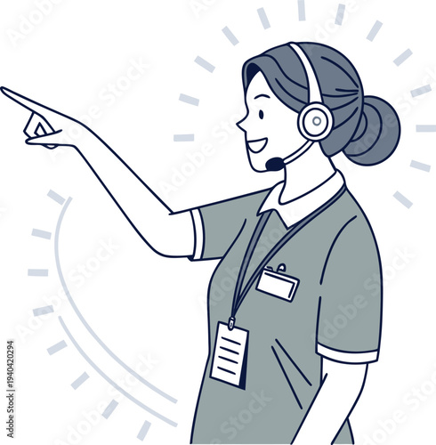 Vector illustration of a customer service representative wearing a headset