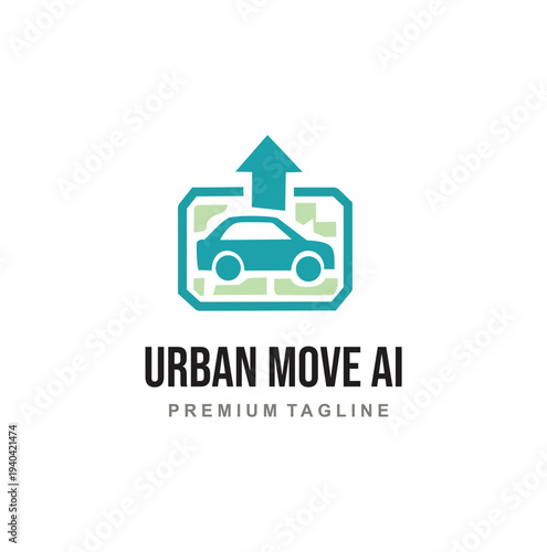 Professional modern smart urban transport and car navigation logo.
