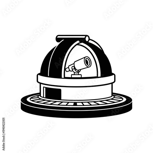 Observatory Dome with Telescope Silhouette
