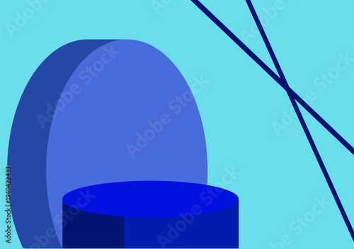 Light blue background with dark blue Tube shaped stage at the bottom for product placement
