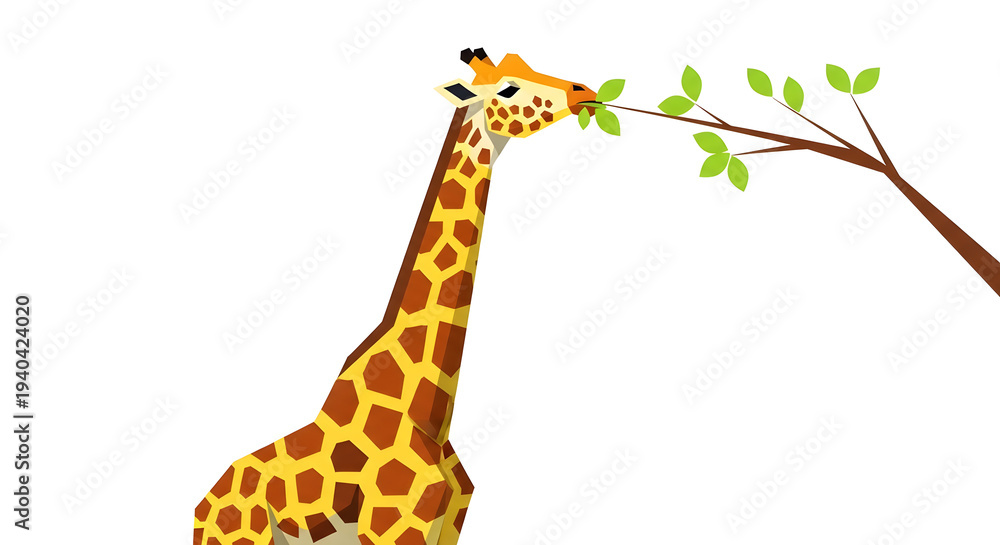 Obraz premium Cute cartoon giraffe standing on a white background