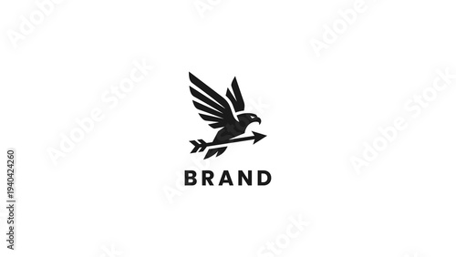 Dynamic eagle logo design capturing essence of strength and focused direction, symbolizing swift progress, freedom, and aspirational brand identity