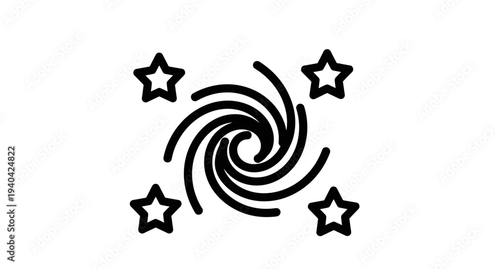 Fototapeta premium Black Spiral Stars Logo Design.