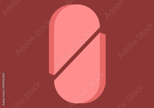 Background with a maroon theme with a pink oval frame that is cut in the middle.