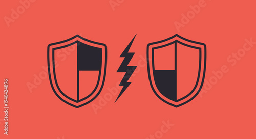 Broken Shield Security Protection Concept.