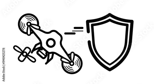 Drone Security Protection Shield Icon.