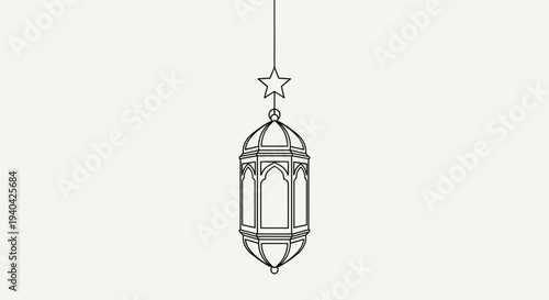 Hanging Lantern with Star Illustration.
