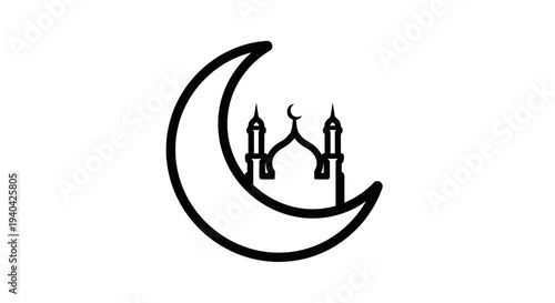 Islamic Mosque Crescent Moon Symbol.