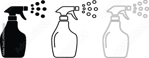 Spray bottles with different spray patterns and colors