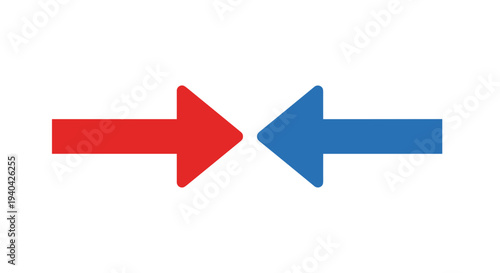 Red and Blue Arrows Pointing Opposite Directions.