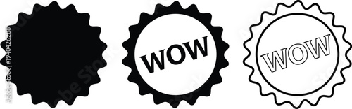 Three wow badges in different styles for visual impact