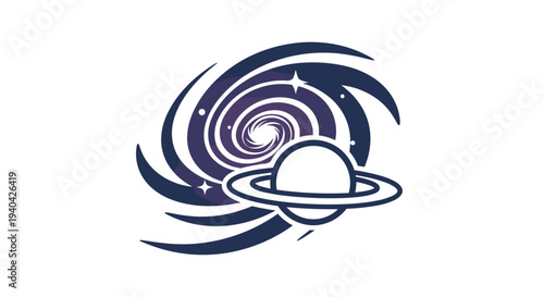 Saturn Planet Galaxy Cosmic Illustration.